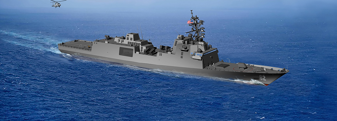 Artist rendering of the guided-missile frigate FFG(X)